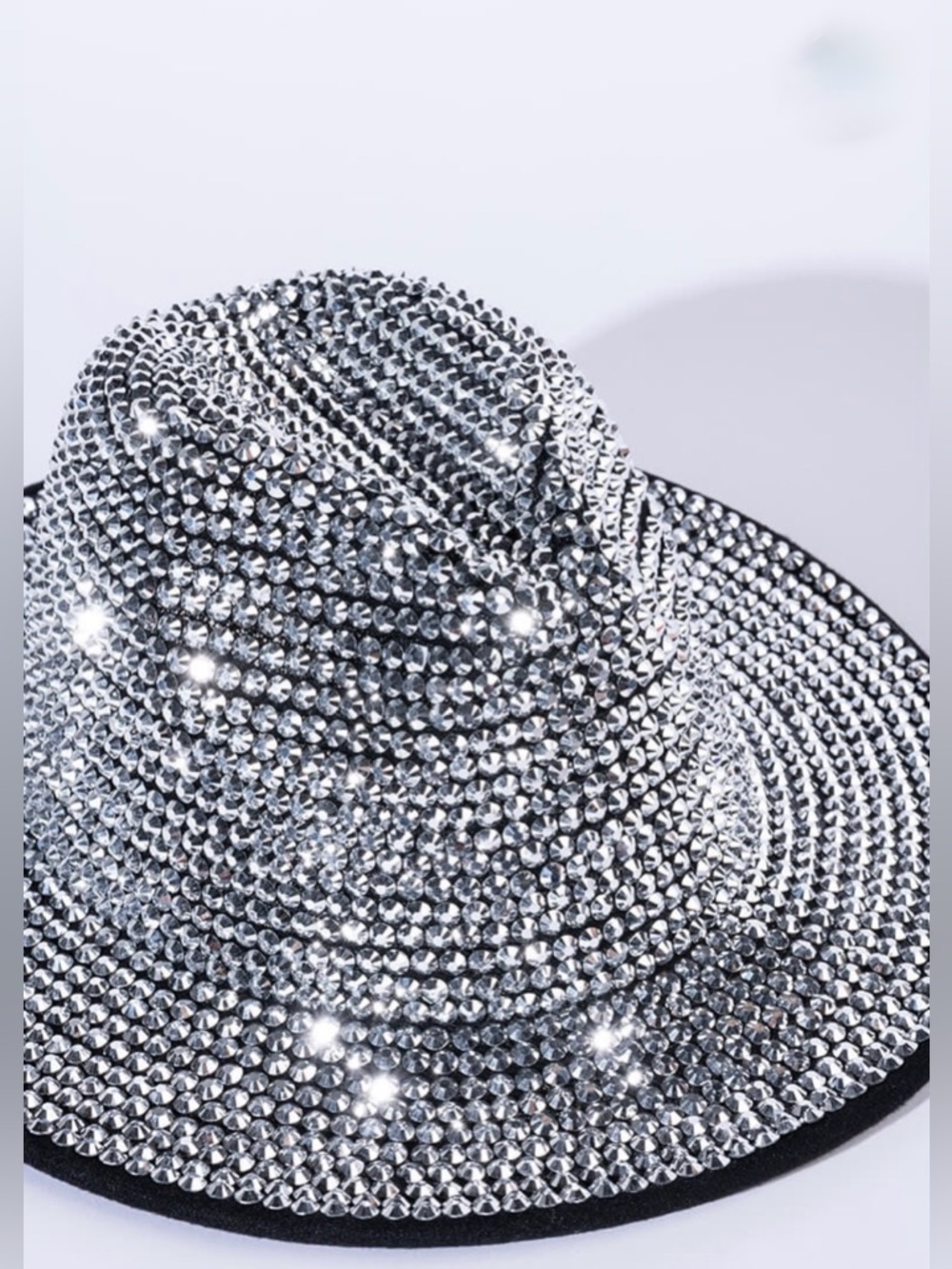 AKIRA Cute Silver & Black Rhinestone Fedora Cowboy Hat Cap Michael Jackson New 🤩 - Picture 4 of 11